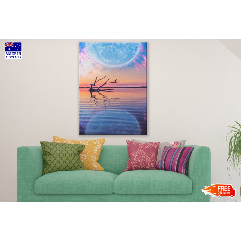 Abstract River & Moon Painting Print 100% Australian Made