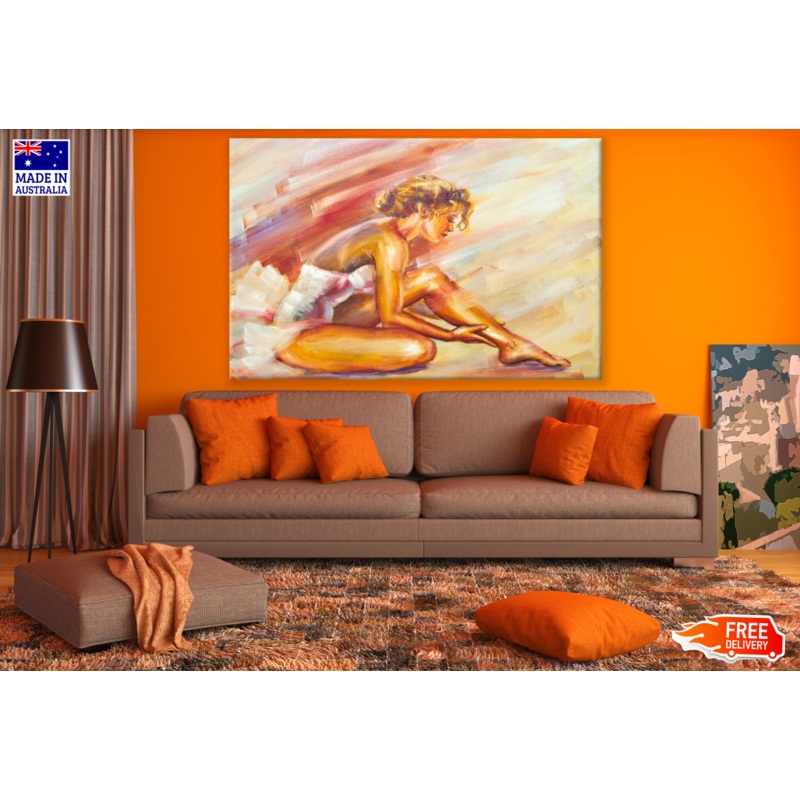 Ballerina Checking Her Feet Painting Print 100% Australian Made