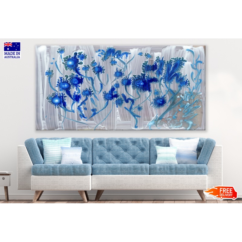 Blue Flower Trees Painting Print 100% Australian Made