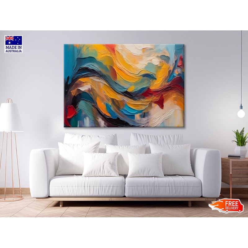 Blue White Yellow Modern Wall Art Print 100% Australian Made