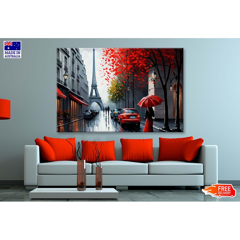 Street View of Paris, Eiffel Tower Wall Art Limited Edition High Quality Print