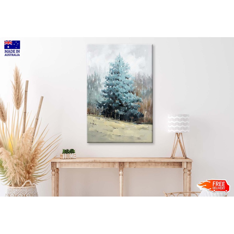 Trees, Blue Texture, Scenery Paint Wall Art Limited Edition High Quality Print