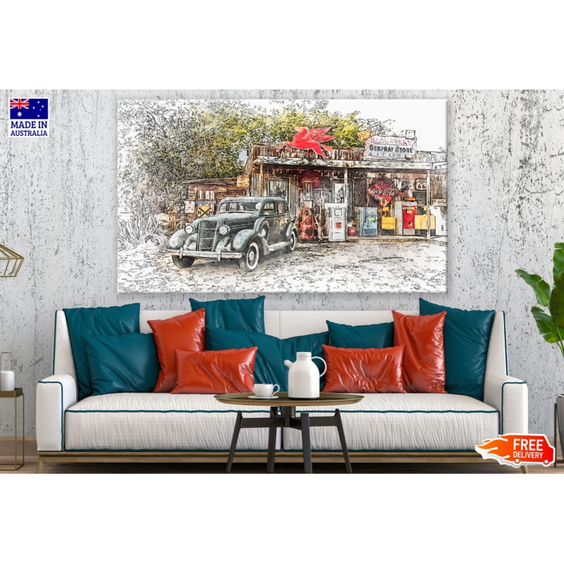 Vintage Store & Vehicle Painting Print 100% Australian Made