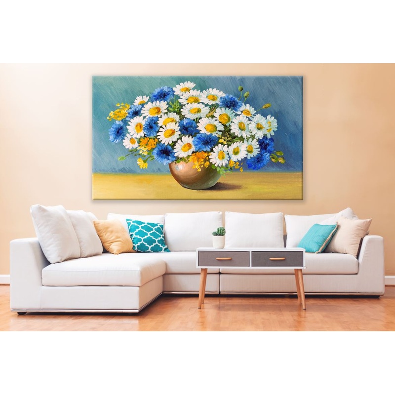 White & Blue Flower Vase Painting Print 100% Australian Made