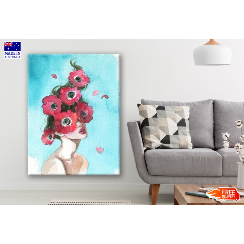 Beautiful Young Girl with Flowers Fashion Watercolor Painting Print 100% Australian Made