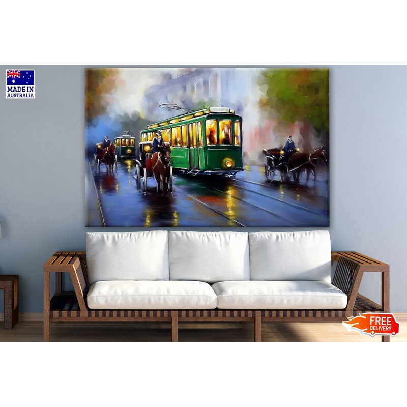 City & Tram Car Painting Print 100% Australian Made