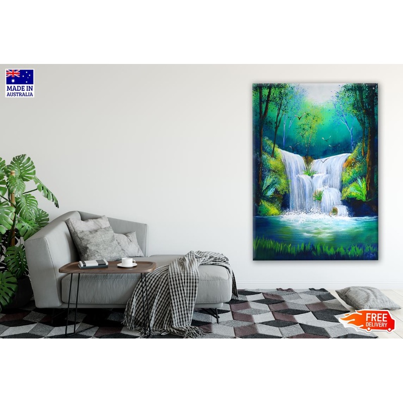 Stunning Waterfall Watercolour Painting Print 100% Australian Made