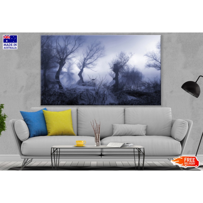 Tree Forest Blue Background Painting Print 100% Australian Made