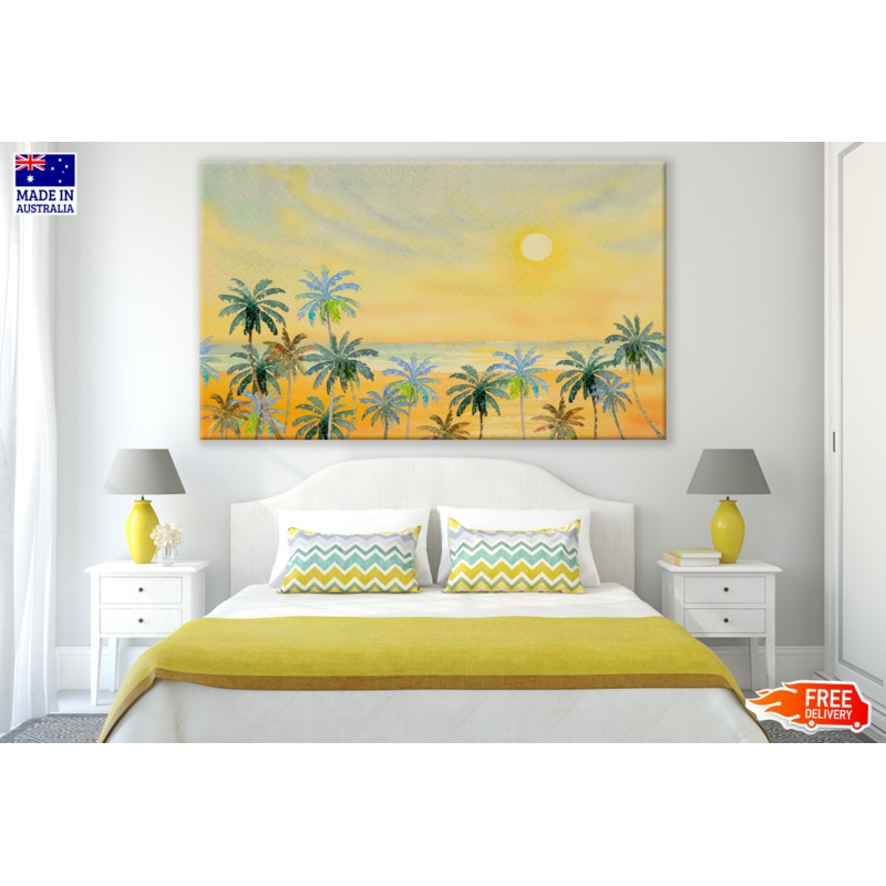 Trees Beach & Sun Painting Print 100% Australian Made