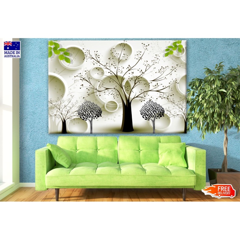 Trees & Circles 3D Design Print 100% Australian Made