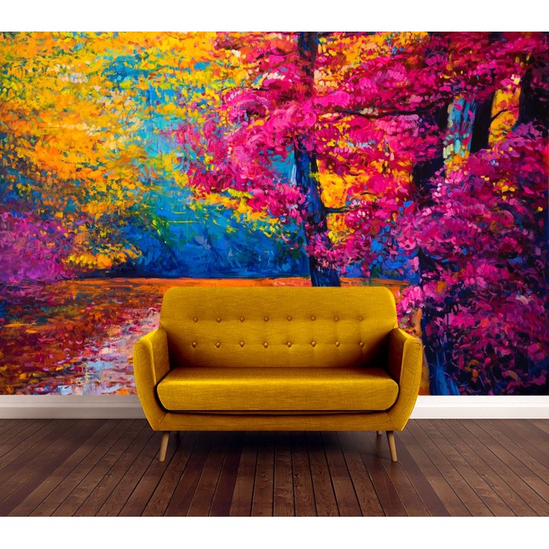Wallpaper Murals Peel and Stick Removable Colorful Forest Painting High Quality