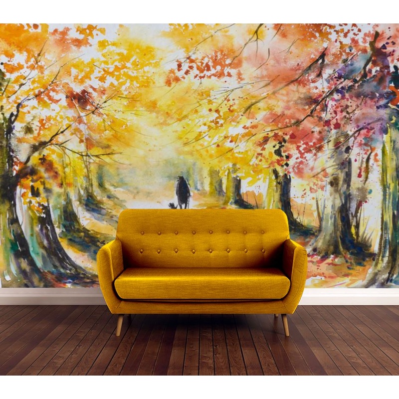 Wallpaper Murals Peel and Stick Removable Colorful Forest Watercolor Painting High Quality
