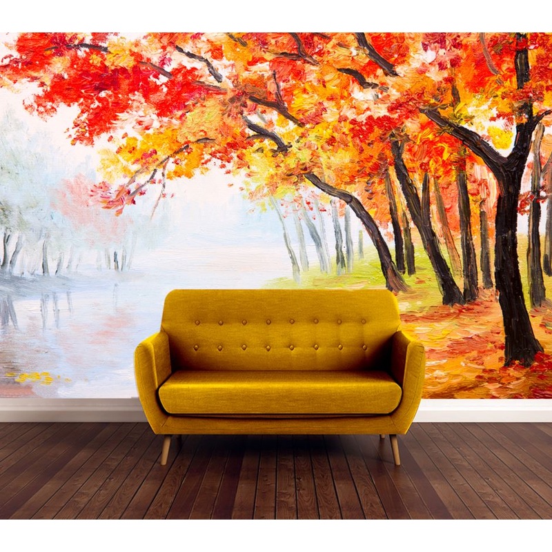 Wallpaper Murals Peel and Stick Removable Colorful Trees Watercolor Painting High Quality