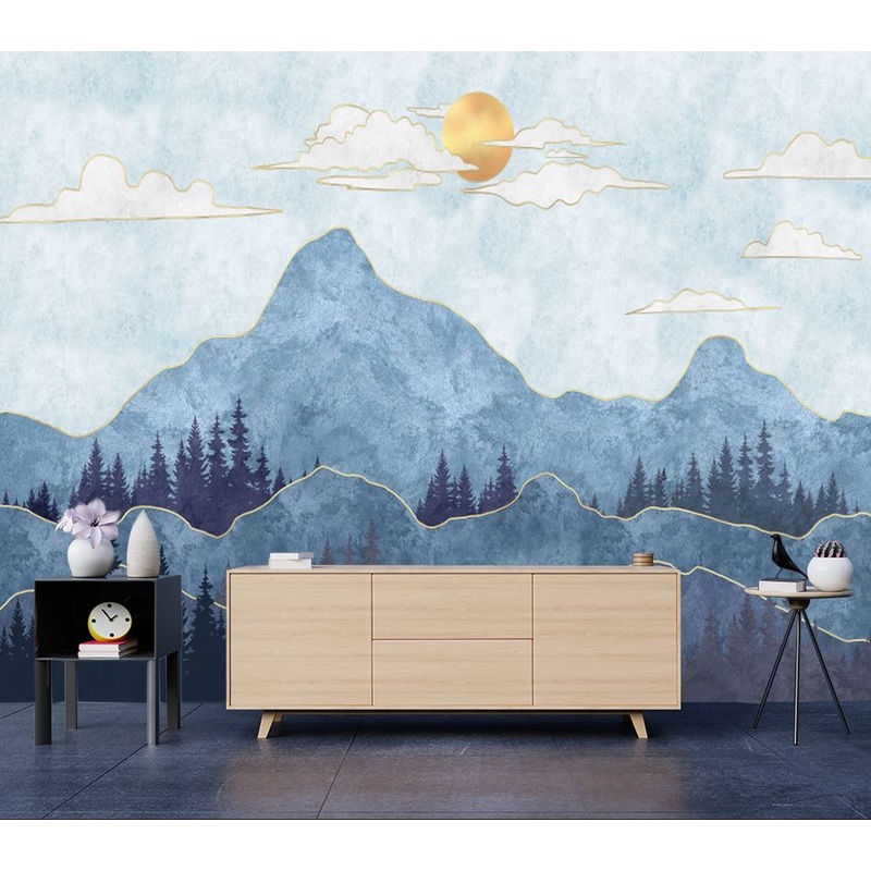Wallpaper Murals Peel and Stick Removable Mountain View Painting High Quality
