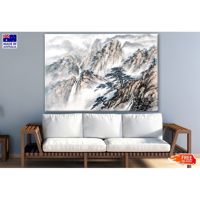 Watercolour Mountain View Painting Print 100% Australian Made