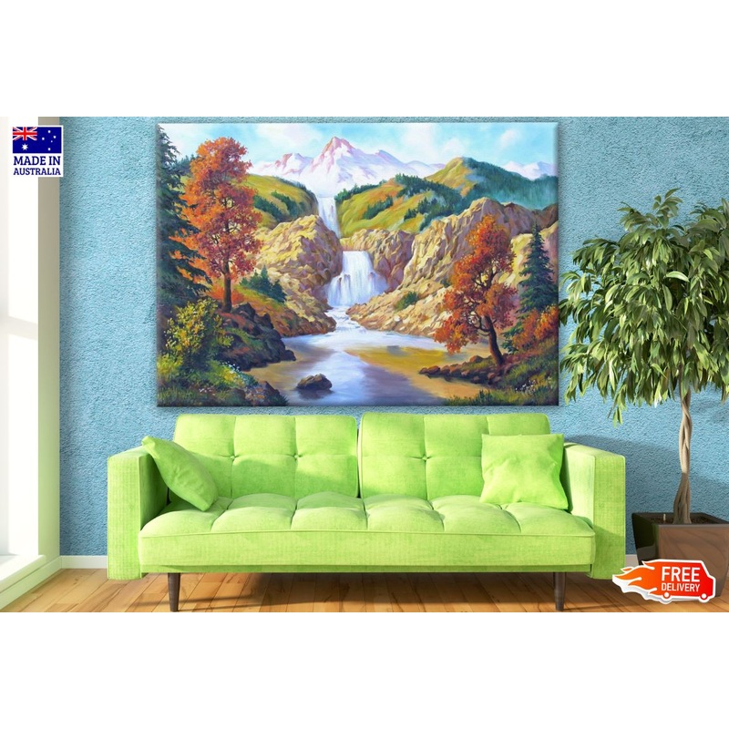 Waterfall Nature Watercolour Painting Print 100% Australian Made