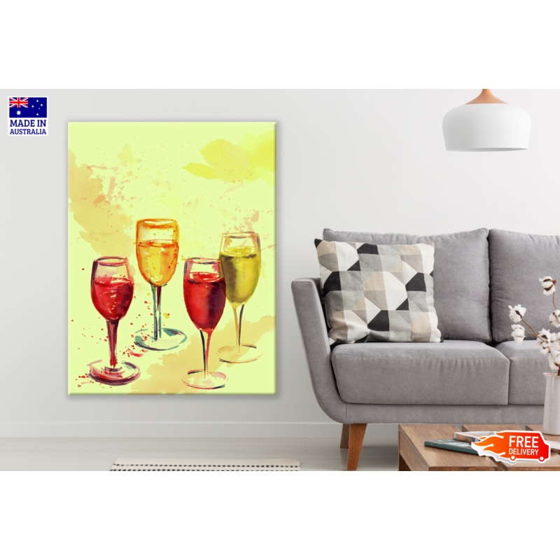 Wine glasses Painting Print 100% Australian Made Print 100% Australian Made