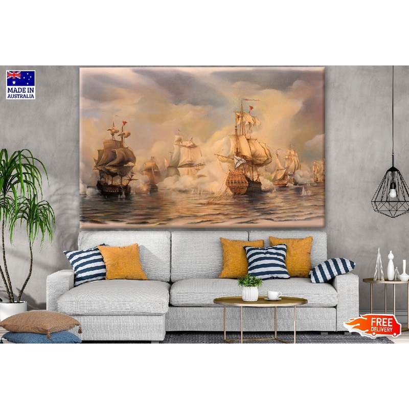 Ancient Ships Watercolor Painting Print 100% Australian Made