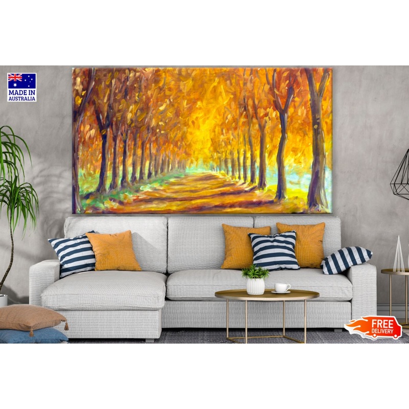 Autumn Tree Row Oil Painting Print 100% Australian Made