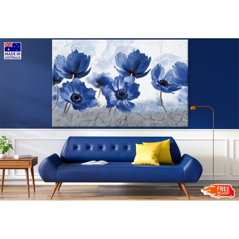 Blue Flowers Oil Painting Print 100% Australian Made