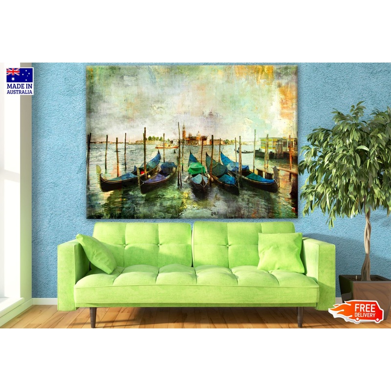 Boats on Lake Watercolor Painting Print 100% Australian Made