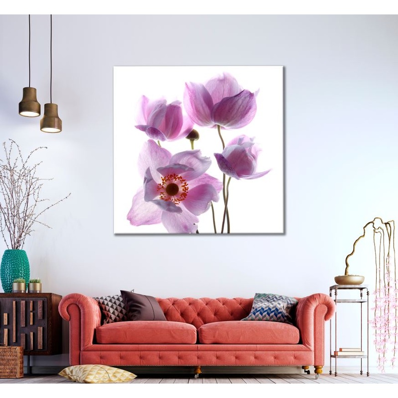Square Canvas Purple Floral Design High Quality Print 100% Australian Made