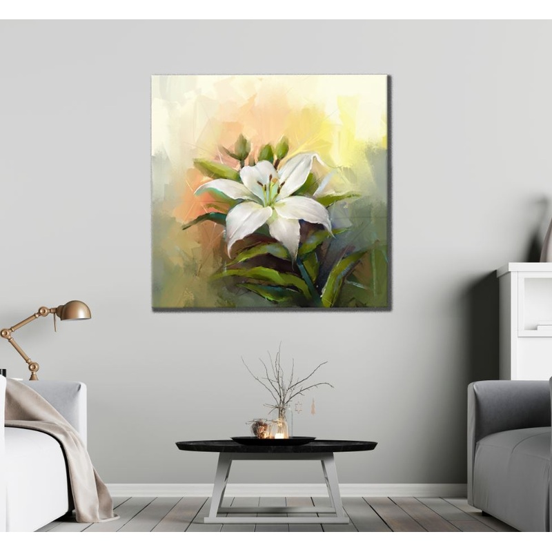 Square Canvas White Flower Watercolor Painting High Quality Print 100% Australian Made