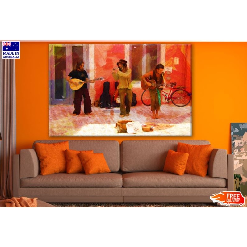Street Singers Oil Painting Print 100% Australian Made