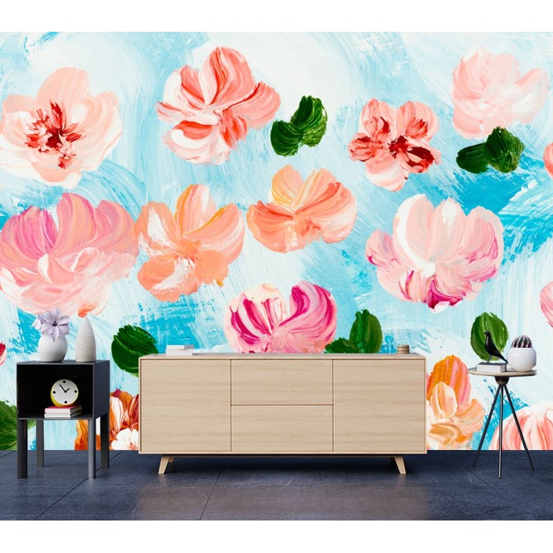 Wallpaper Murals Peel and Stick Removable Colorful Floral Painting High Quality