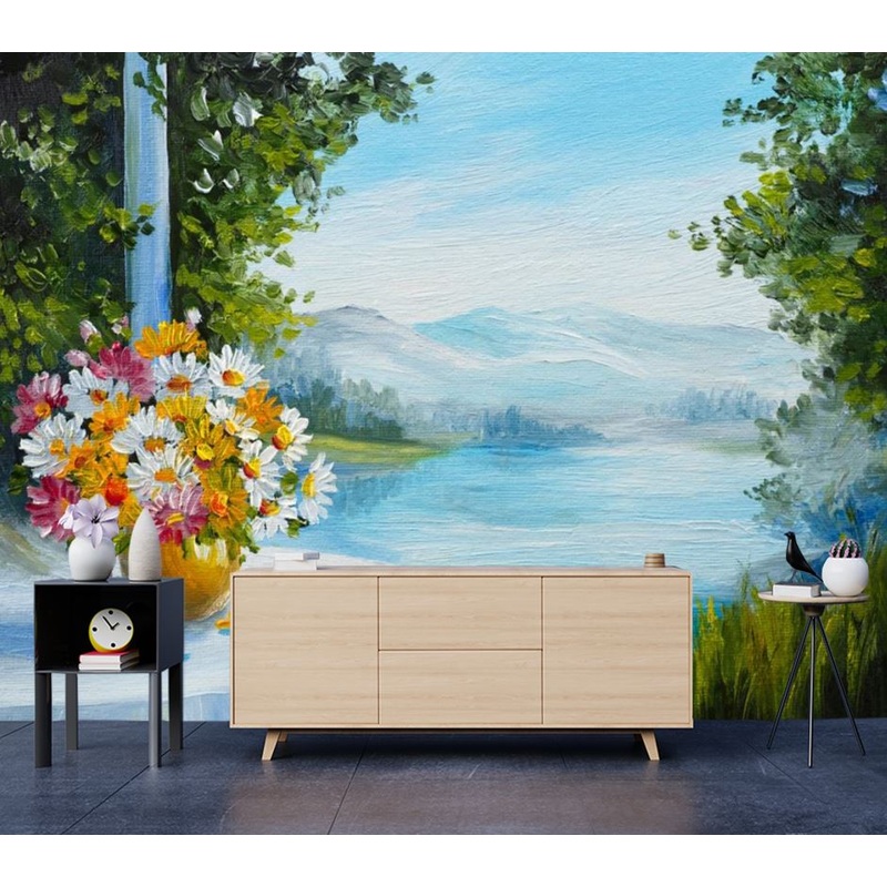 Wallpaper Murals Peel and Stick Removable Flower Vase & Nature Painting High Quality