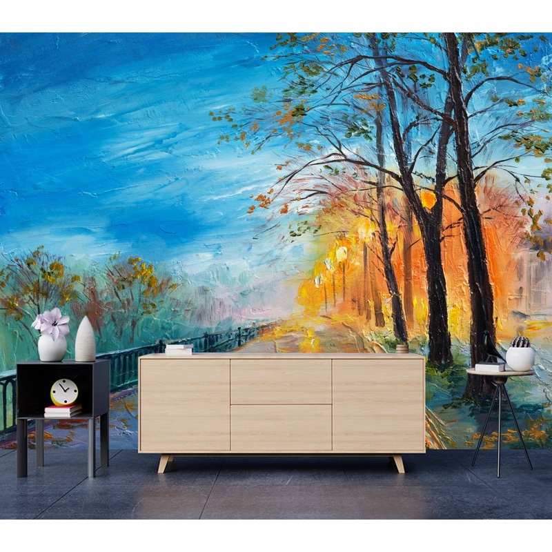 Wallpaper Murals Peel and Stick Removable Forest Watercolor Painting High Quality