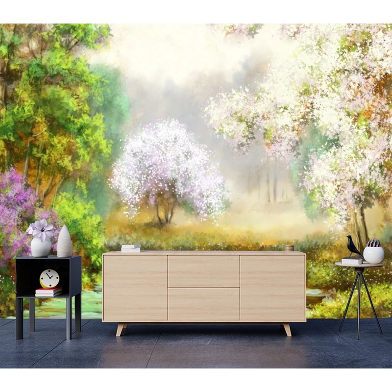 Wallpaper Murals Peel and Stick Removable Watercolor Painting of Floral Garden High Quality