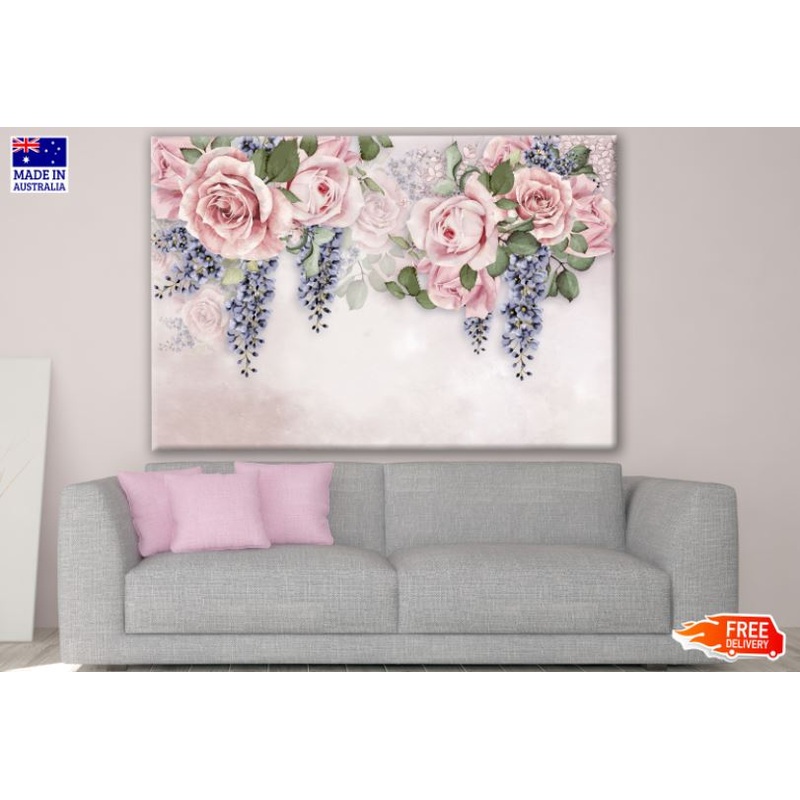 Watercolor Pink Floral Pattern Design Print 100% Australian Made
