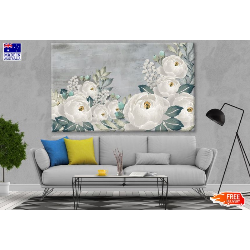 White Flowers Watercolor Painting Print 100% Australian Made