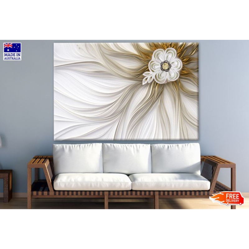 White & Gold Floral Abstract Design Print 100% Australian Made