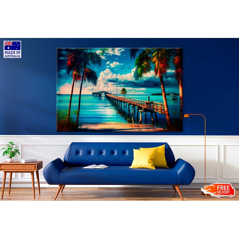 Beautiful Landscape with Bridge to Pier Wall Art Limited Edition High Quality Print