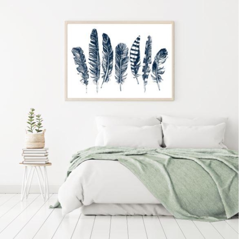 Blue Feathers Painting Home Decor Premium Quality Poster Print Choose Your Sizes