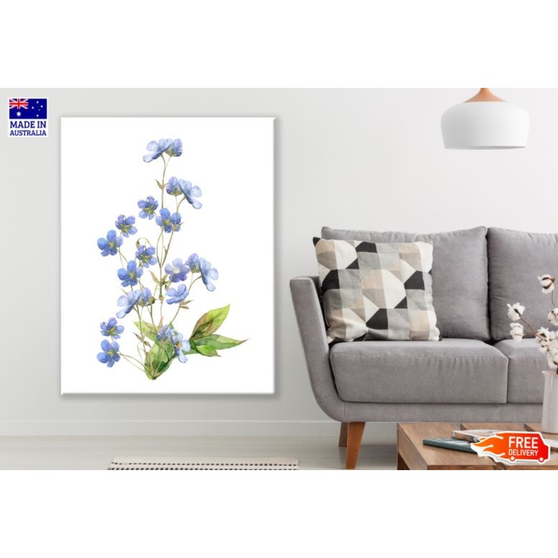 Blue Flower Plant Watercolor Painting Print 100% Australian Made