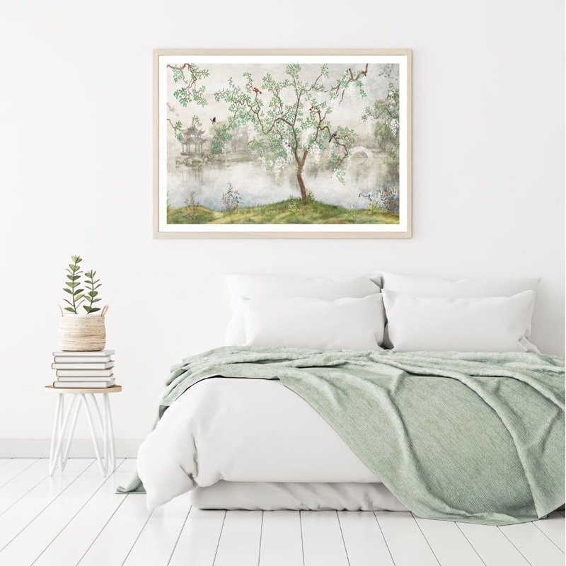 Tree Near Lake Watercolor Painting Home Decor Premium Quality Poster Print Choose Your Sizes