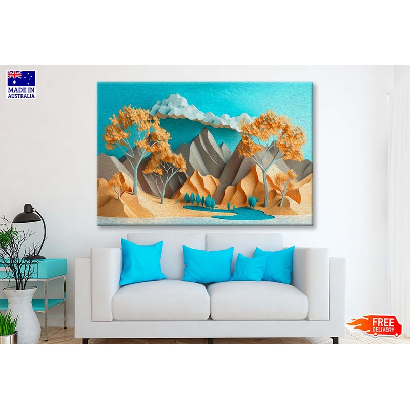 Turquoise Mountains in Light Wall Art Limited Edition High Quality Print