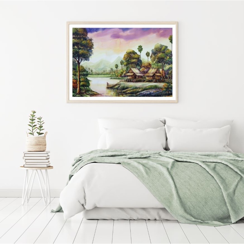 Village Scenery Oil Painting Home Decor Premium Quality Poster Print Choose Your Sizes
