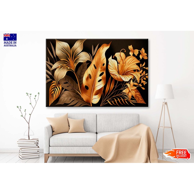 Vintage Luxury Golden Floral Wall Art Limited Edition High Quality Print