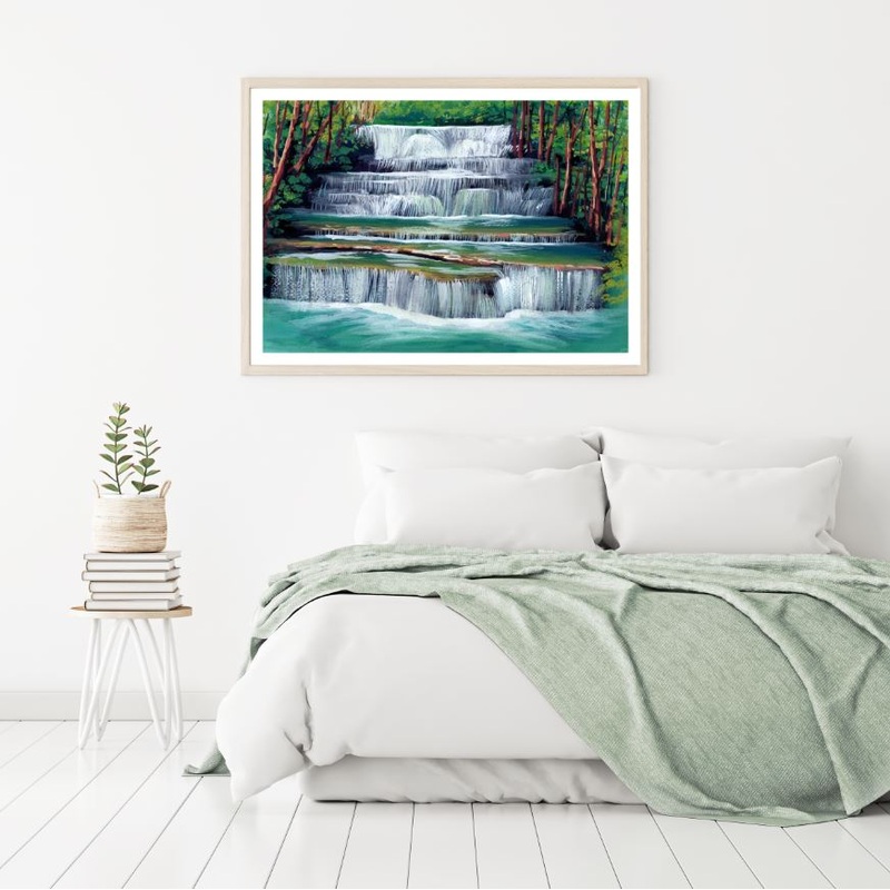 Waterfall Scenery Oil Painting Home Decor Premium Quality Poster Print Choose Your Sizes