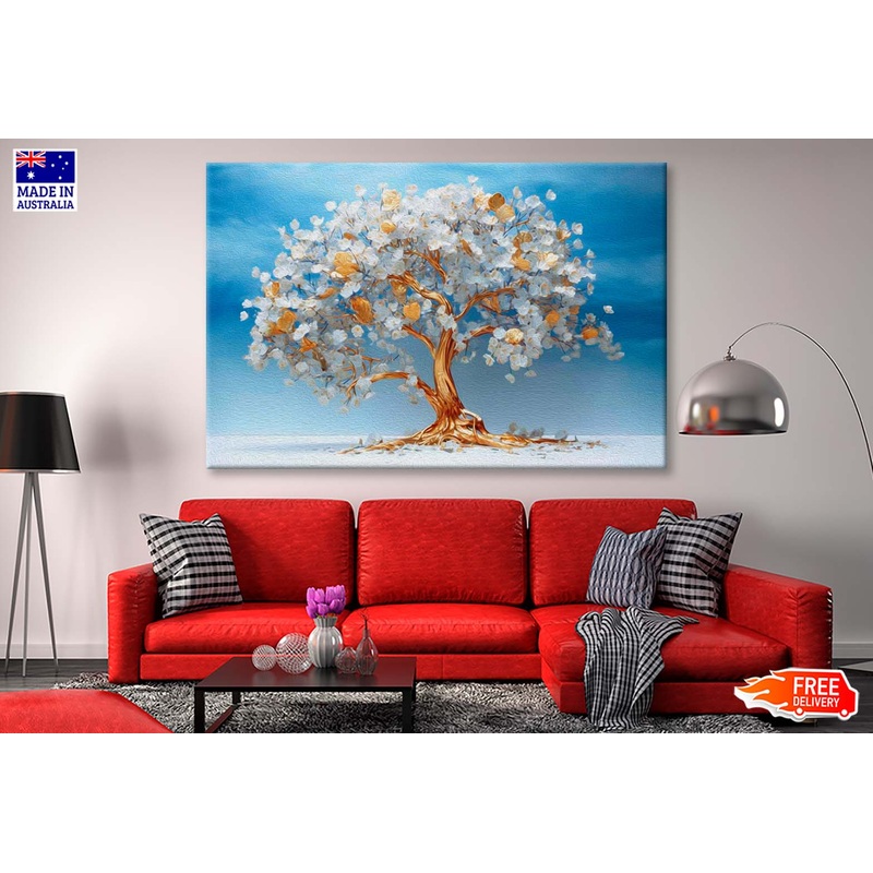 White Flower Tree Abstract Oil Painting Wall Art Limited Edition High Quality Print