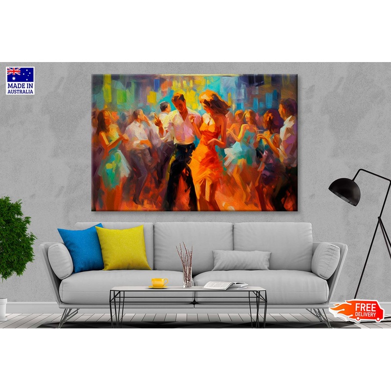 Young People Dancing Night Oil Painting Wall Art Limited Edition High Quality Print
