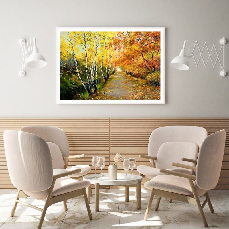 Autumn Forest & Road Oil Painting Home Decor Premium Quality Poster Print Choose Your Sizes