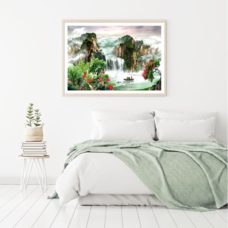 Stunning Waterfall Watercolor Art Home Decor Premium Quality Poster Print Choose Your Sizes