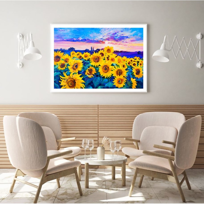 Sunflower Field Oil Painting Home Decor Premium Quality Poster Print Choose Your Sizes