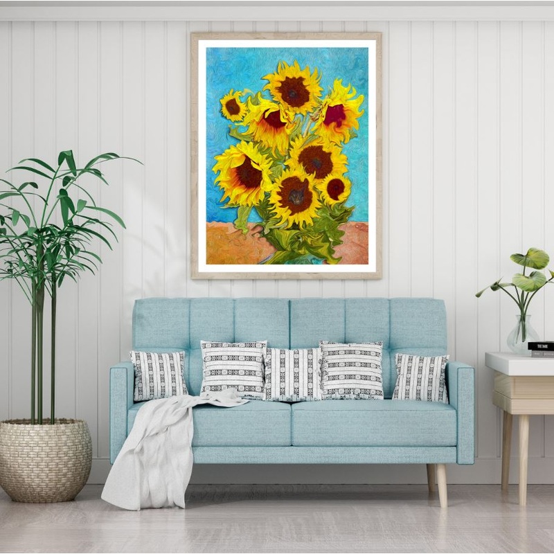 Sunflowers Closeup Oil Painting Home Decor Premium Quality Poster Print Choose Your Sizes