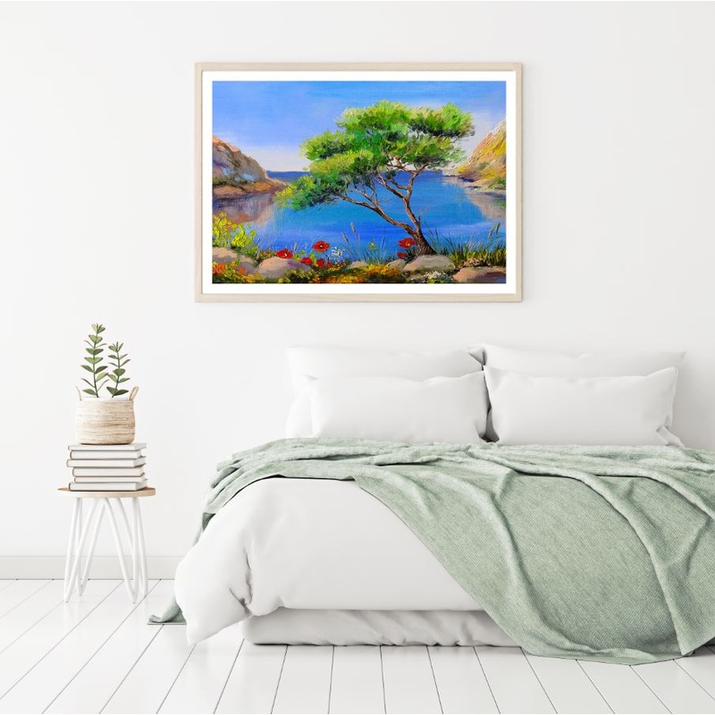 Tree Near Sea Scenic Oil Painting Home Decor Premium Quality Poster Print Choose Your Sizes
